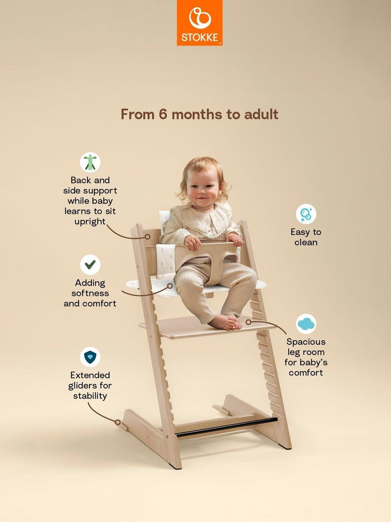 Stokke Tripp Trapp highchair white bundle with Baby Set and cushion, UK version