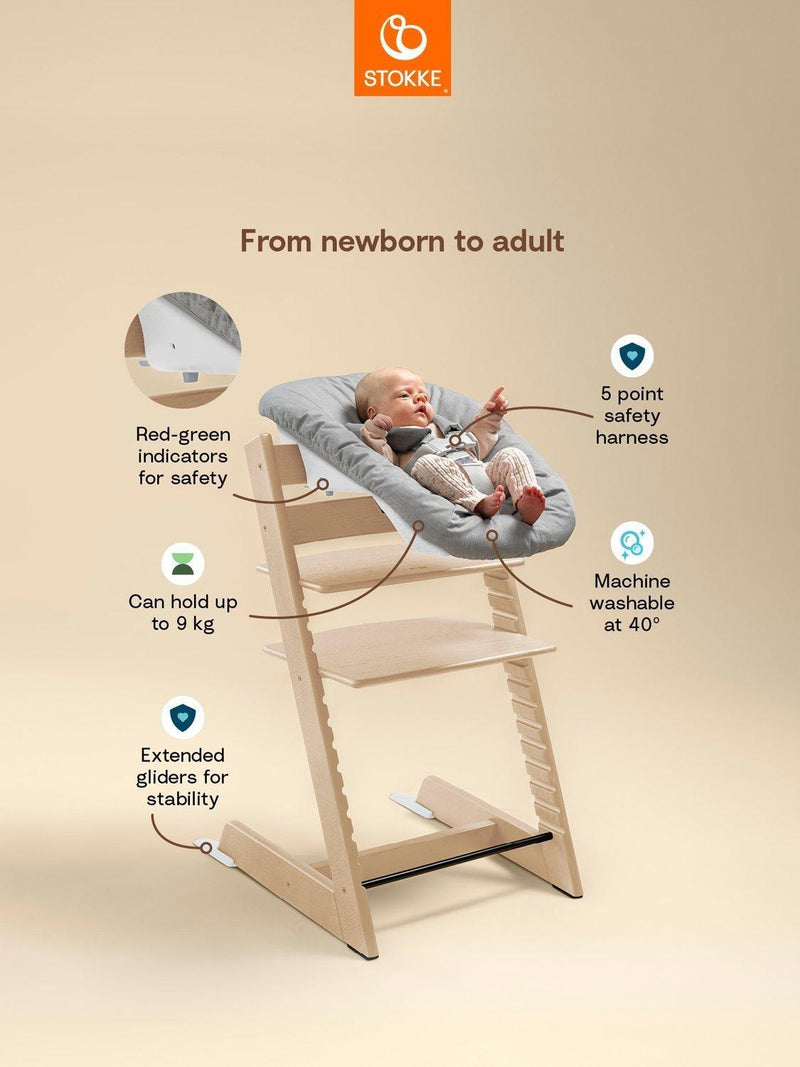 Stokke Tripp Trapp highchair bundle with newborn baby set - British product
