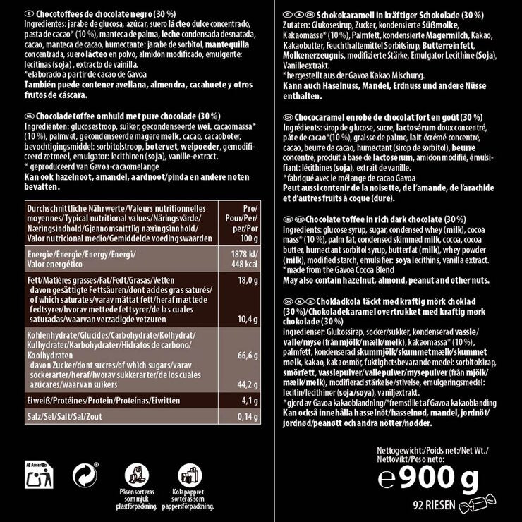 Riesen Dark Chocolate Toffee 900g, imported from the UK