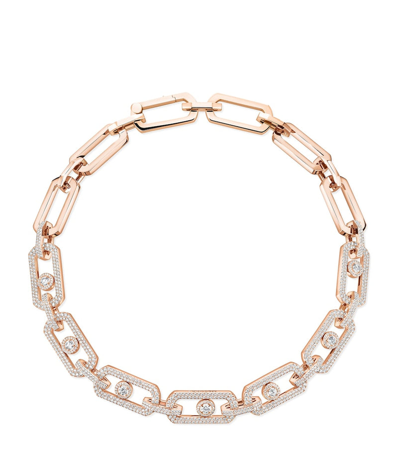Messika So Move XL pink gold diamond chain necklace 8.18ct, UK version