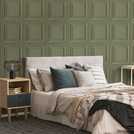 Sage Green Wood Panel Wallpaper 52cm x 10m Roll - British product