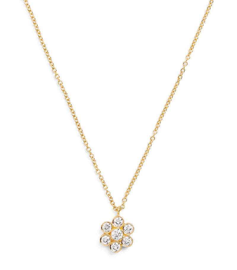 Sophie Bille Brahe yellow gold and diamond fleur necklace (British brand)