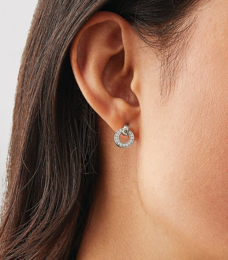 Boodles 18 karat white gold diamond flip earrings (British brand)