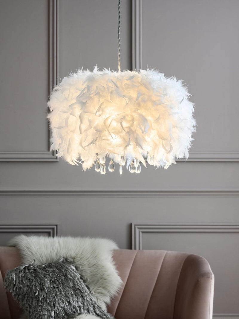 White feather easy fit lamp shade, UK version