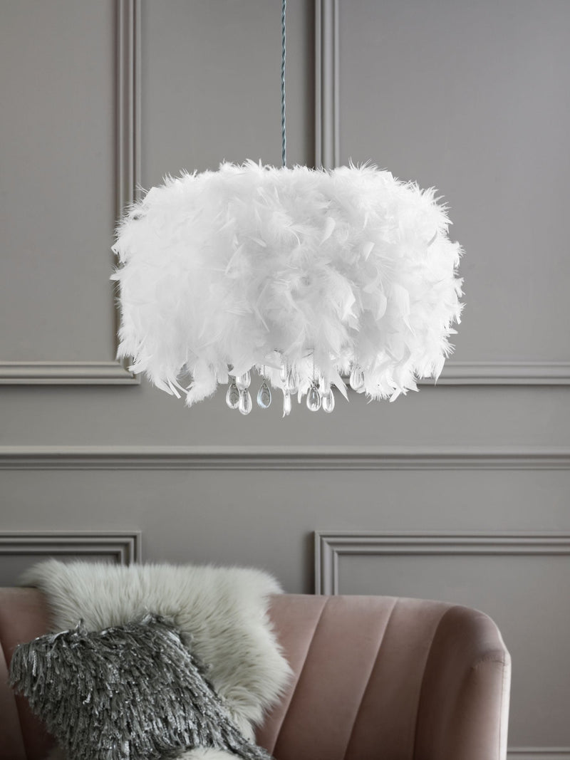 White feather easy fit lamp shade, UK version