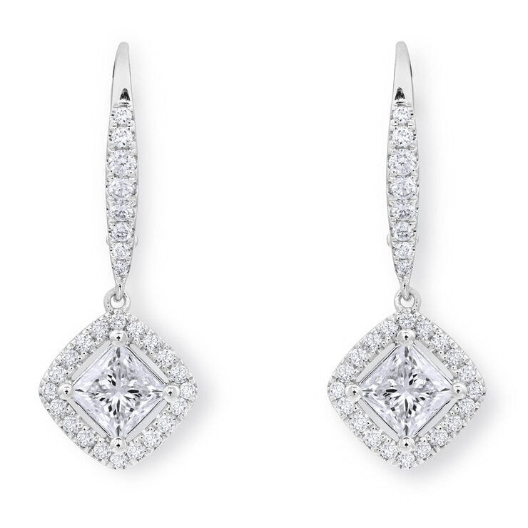 Costco diamond halo earrings princess cut 1.38ctw, UK version