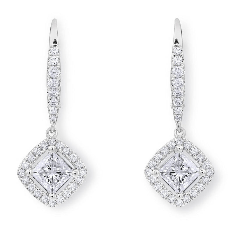 Costco diamond halo earrings princess cut 1.38ctw, UK version