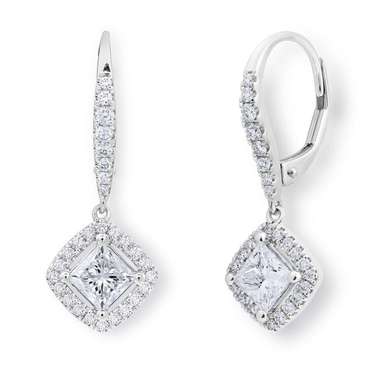 Costco diamond halo earrings princess cut 1.38ctw, UK version