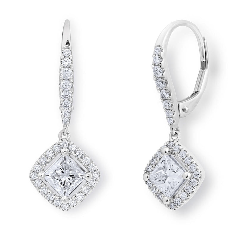 Costco diamond halo earrings princess cut 1.38ctw, UK version
