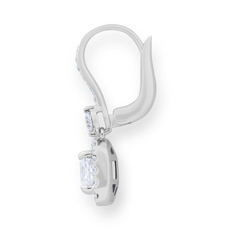 Costco princess cut diamond halo earrings 18ct white gold (British brand)