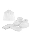 Emile et Rose white cotton hat bootee mitt gift set - British product