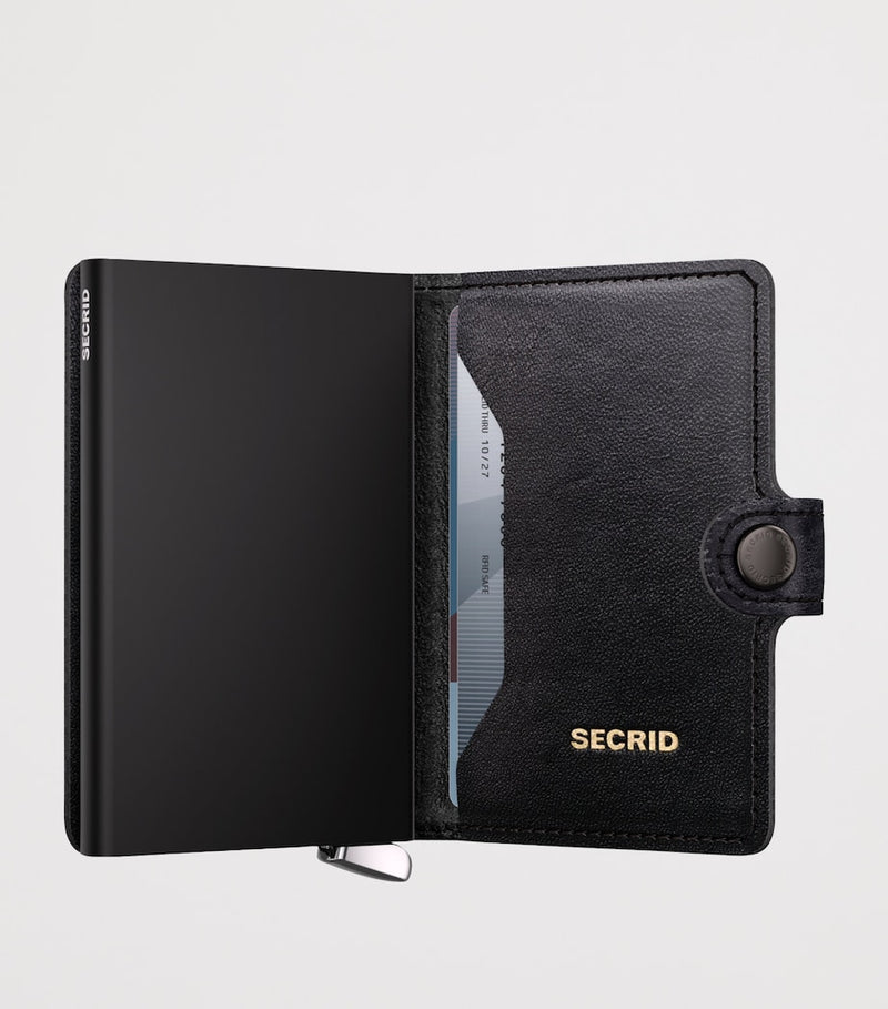 Secrid leather embossed lines miniwallet, imported from the UK