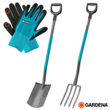 Gardena ClassicLine spade and fork bundle with gloves, UK version
