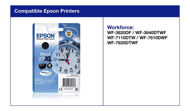 Epson 27XL black high capacity ink cartridge (British brand)