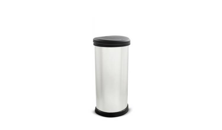 Curver 40L touch top kitchen bin silver - British product