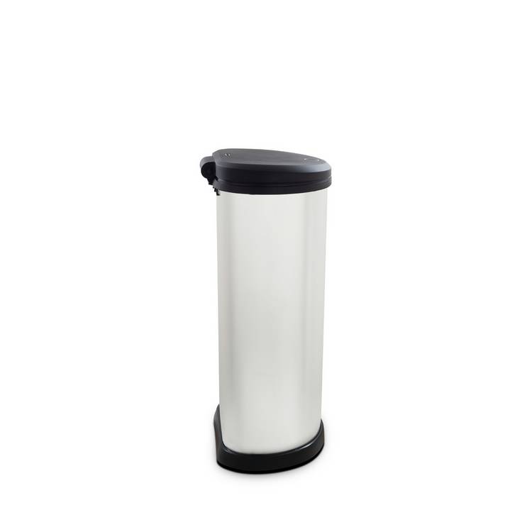 Curver 40L touch top kitchen bin silver - British product