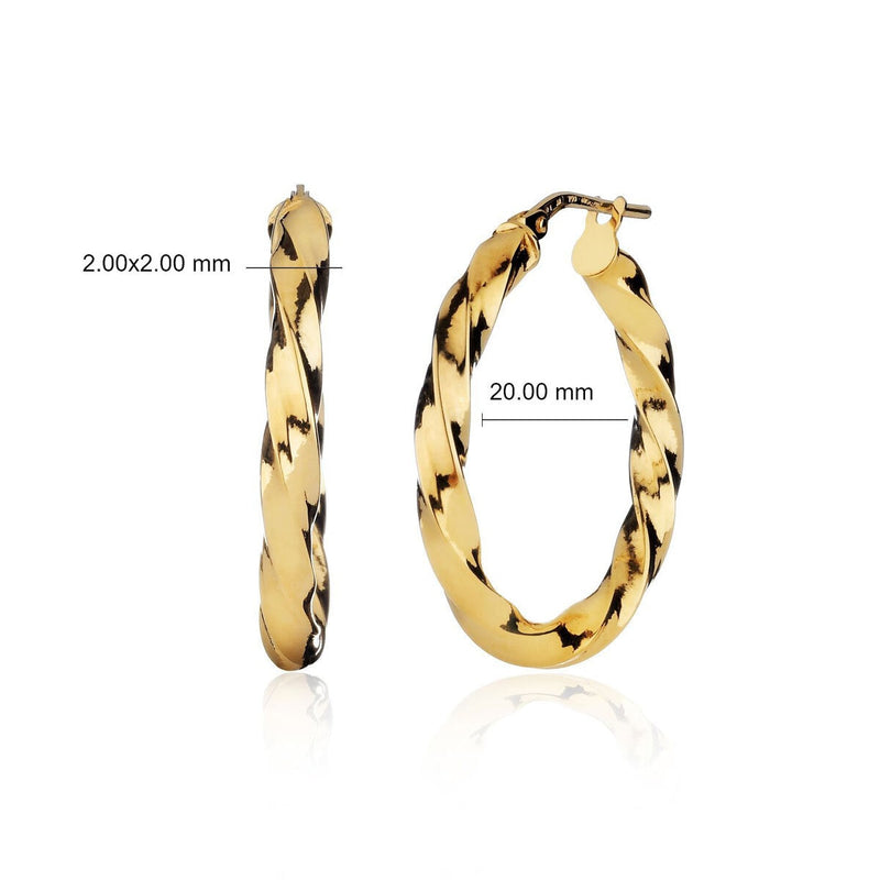 Costco 14ct yellow gold twisted hoop earrings - British product