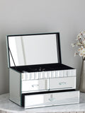 Silver Mirror Glass Large Jewellery Box