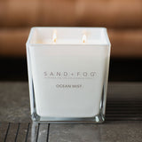 Sand & Fog square 4 wick candle with Speakeasy, Ocean Mist, Blush Rose scents 57oz (British brand)