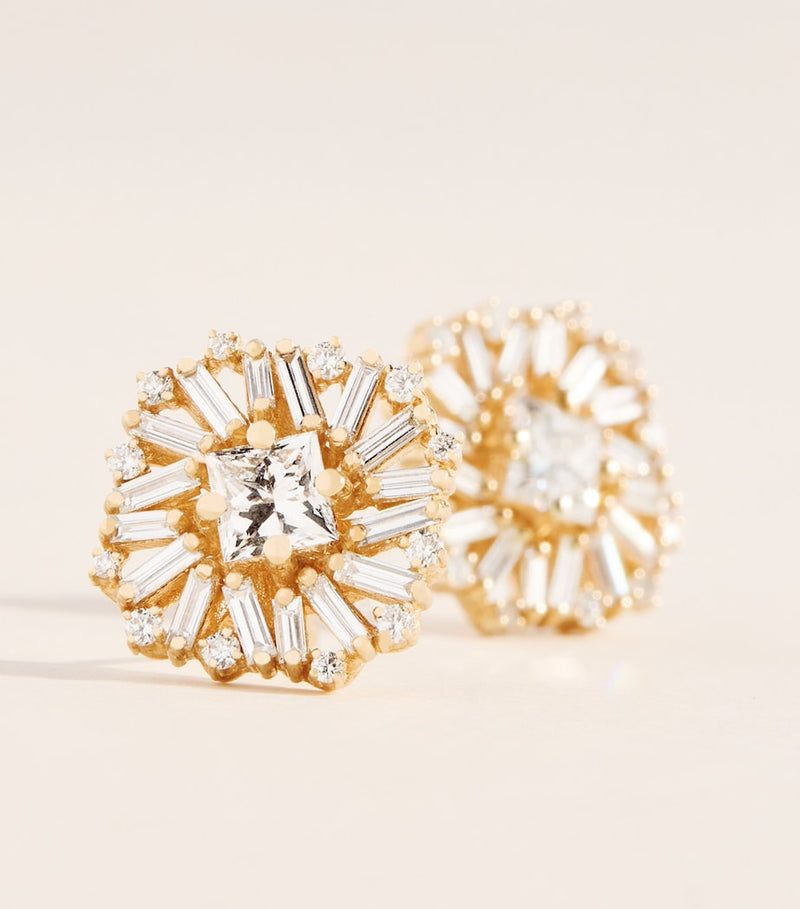 Suzanne Kalan diamond flower stud earrings (British brand)
