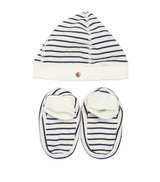 Harrods Petit Bateau Striped Hat and Booties Set- Buy online at McGrocer