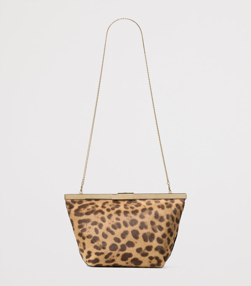 Jimmy Choo leopard print Ganache clutch bag, imported from the UK