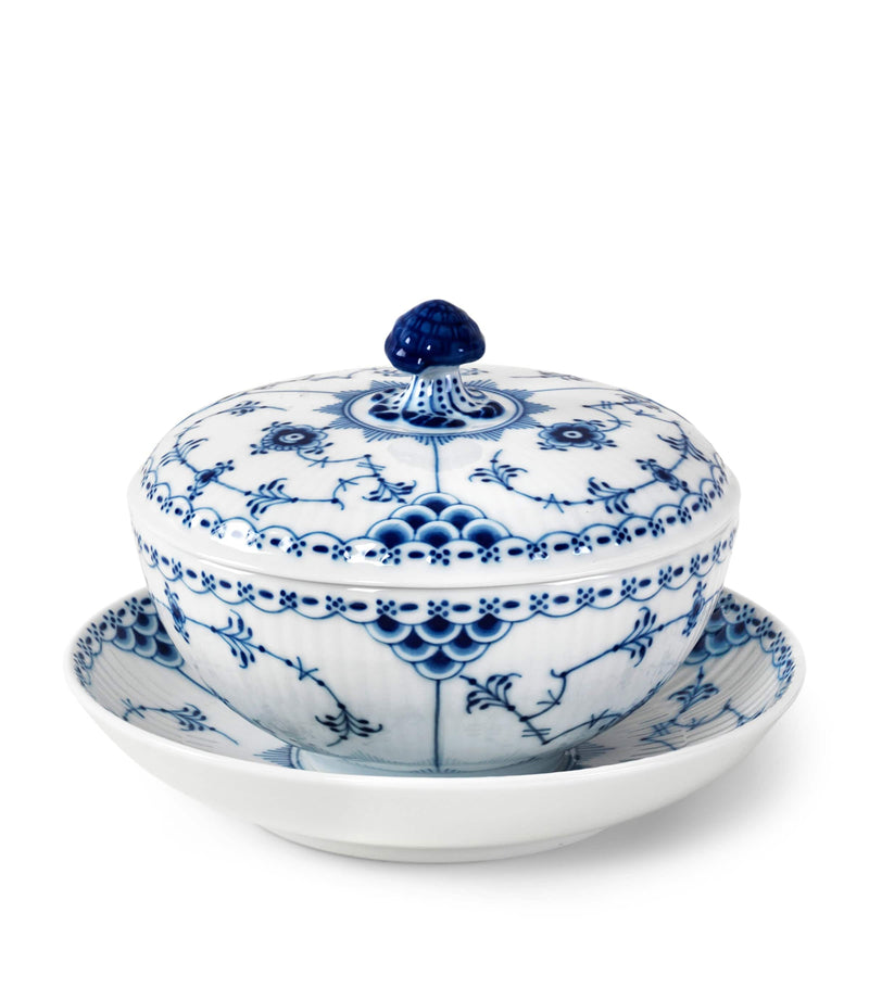 Royal Copenhagen porcelain bowl set blue fluted 300ml, imported from the UK