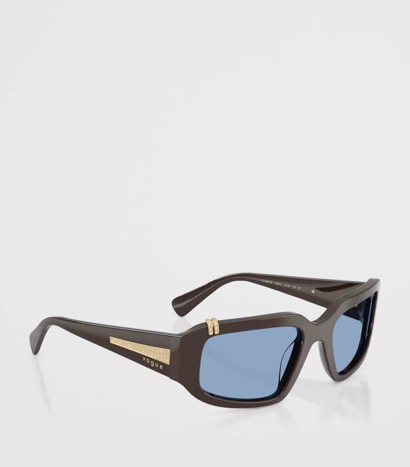 Vogue rhinestone irregular sunglasses with blue-tint lenses (British brand)
