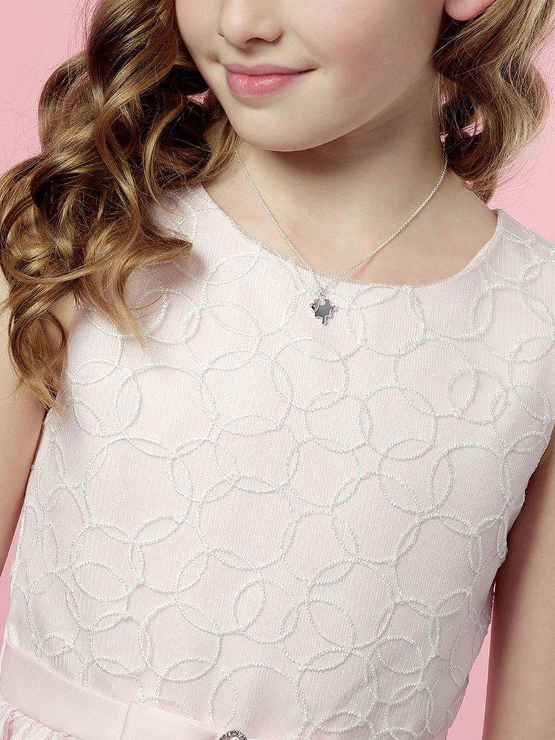 Sterling silver jigsaw necklace set with rose gold plated heart, 35cm chain (British brand)