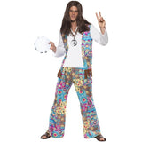 Smiffys groovy hippie costume with top, waistcoat, trousers, headband - British product