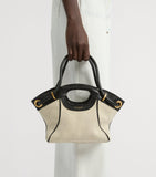 Balmain small canvas tote bag with leather trims - British product