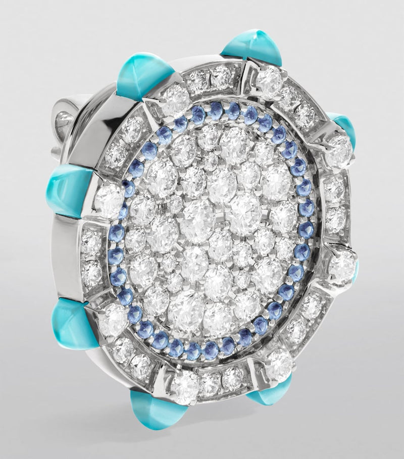 MARLI New York Tip-Top earrings with diamonds and chalcedony (British brand)