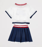 Monnalisa cotton T-shirt and skirt set with rhinestone details for children 2-12 years, imported from the UK