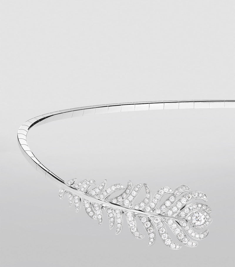 Boucheron Plume de Paon white gold diamond necklace - British product