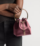 Jimmy Choo Bon Bon satin top-handle bag in claret, imported from the UK