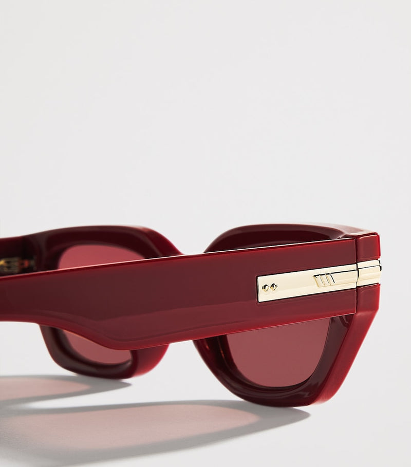 Le Specs Cubito cat eye sunglasses burgundy frames, imported from the UK