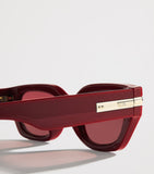 Le Specs Cubito cat eye sunglasses burgundy frames, imported from the UK