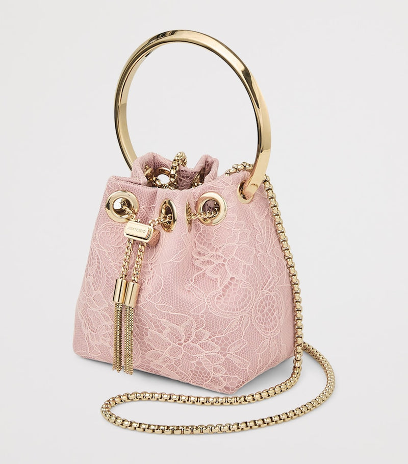 Jimmy Choo Micro Bon Bon top-handle bag in pastel lace (British brand)