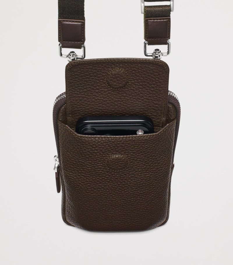 Aspinal of London leather reporter cross-body phone pouch (British brand)