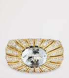 Jacquie Aiche large aquamarine diamond oval dome ring, UK version