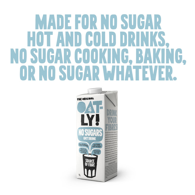 Oatly No Sugars Oat Drink 1L, imported from the UK