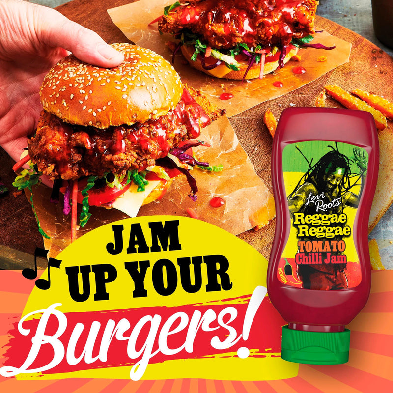 Levi Roots Reggae Reggae Tomato Chilli Jam 300g, imported from the UK