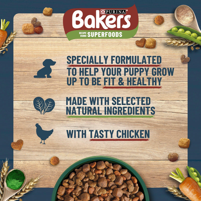 Bakers Puppy Dry Dog Food Chicken and Veg 2.85kg, UK version