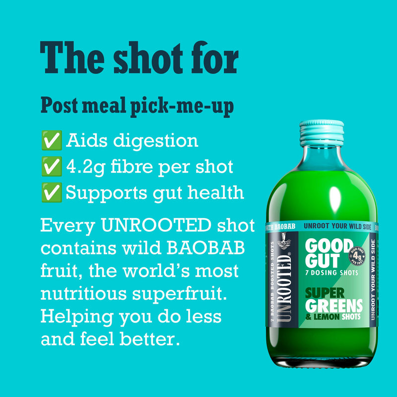 Unrooted Super Greens & Lemon Shots 420ml (British brand)