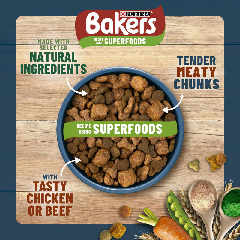 Bakers dry dog food chicken and veg 3kg, imported from the UK