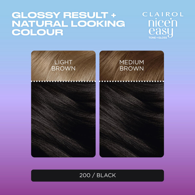 Clairol Nice'N Easy Tone+Gloss Black 200/83 hair dye - British product