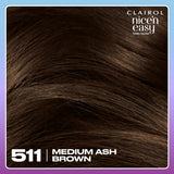 Clairol Nice'N Easy hair dye Medium Ash Brown, imported from the UK