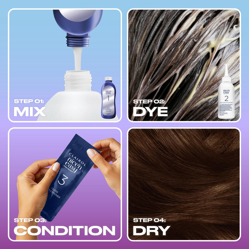 Clairol Nice'N Easy Medium Brown semi-permanent hair dye, imported from the UK