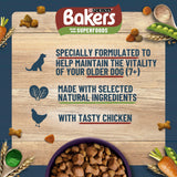 Bakers senior dry dog food chicken and veg 2.85kg, imported from the UK