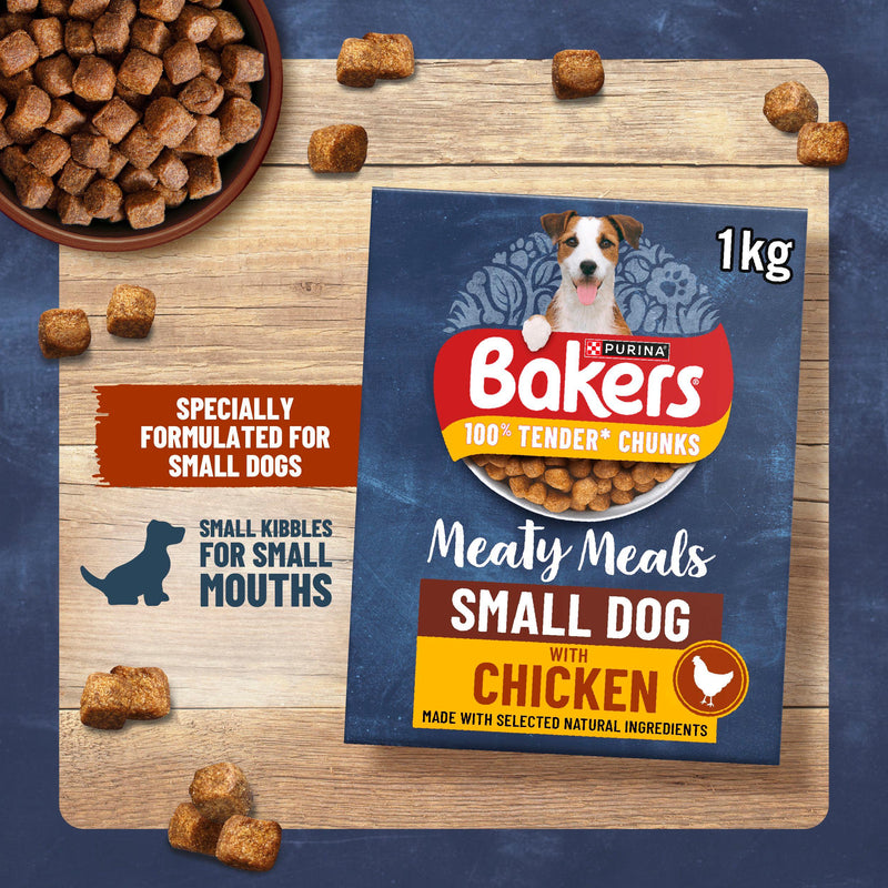 Bakers Meaty Meals small dog dry dog food 1kg, imported from the UK
